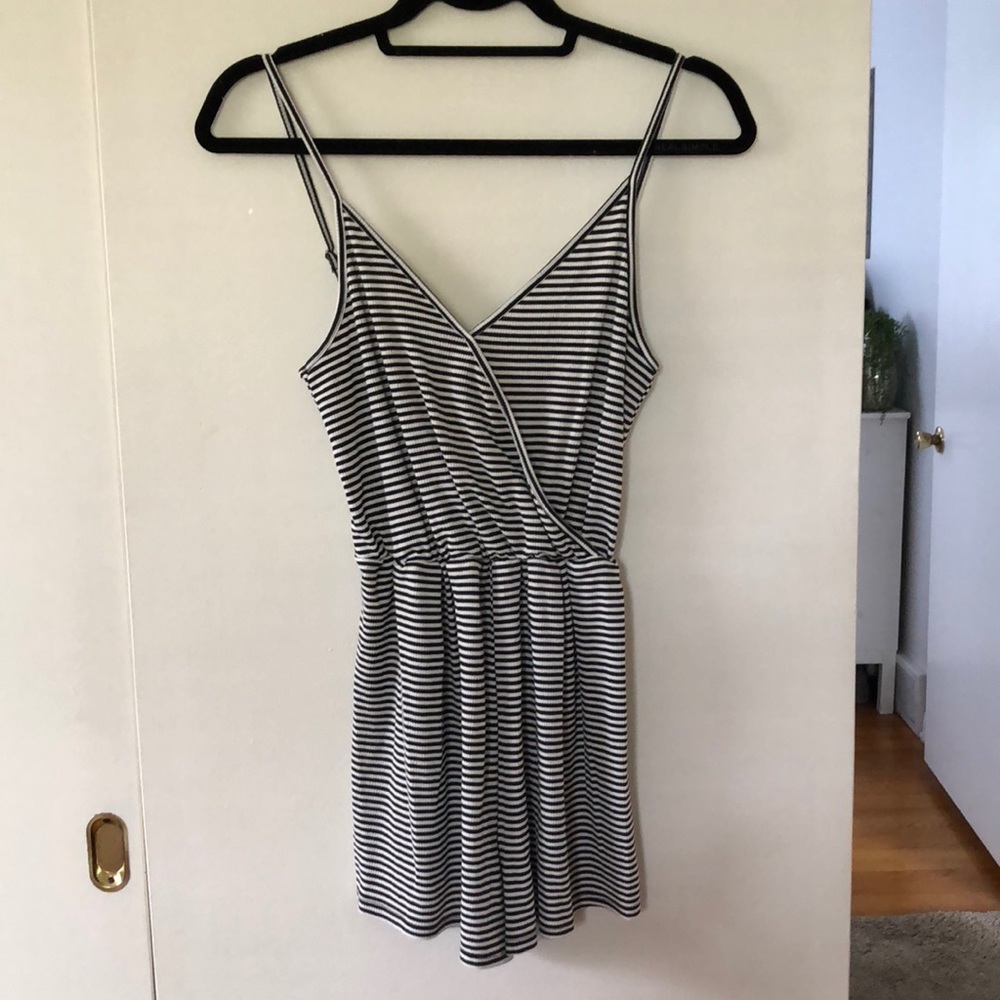 Black and White Stripe Knit Romper